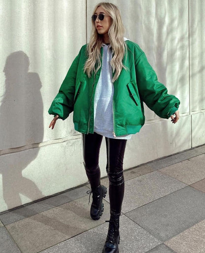 Women's Clothing Wholesale Cross-Border2025Winter European and American Style Baseball Jacket Loose Cotton Coat Women's Outerwear A19518European and American Style