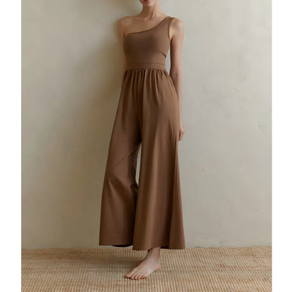 Sultyra Sleeveless Asymmetric Shoulder Yoga Suit