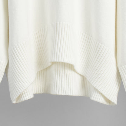 Cross-Border2025Hot-Selling European and American Style Autumn Winter Solid Color High Neck Knitted Sweater Loose Slimming Versatile Knitted Sweater for Women