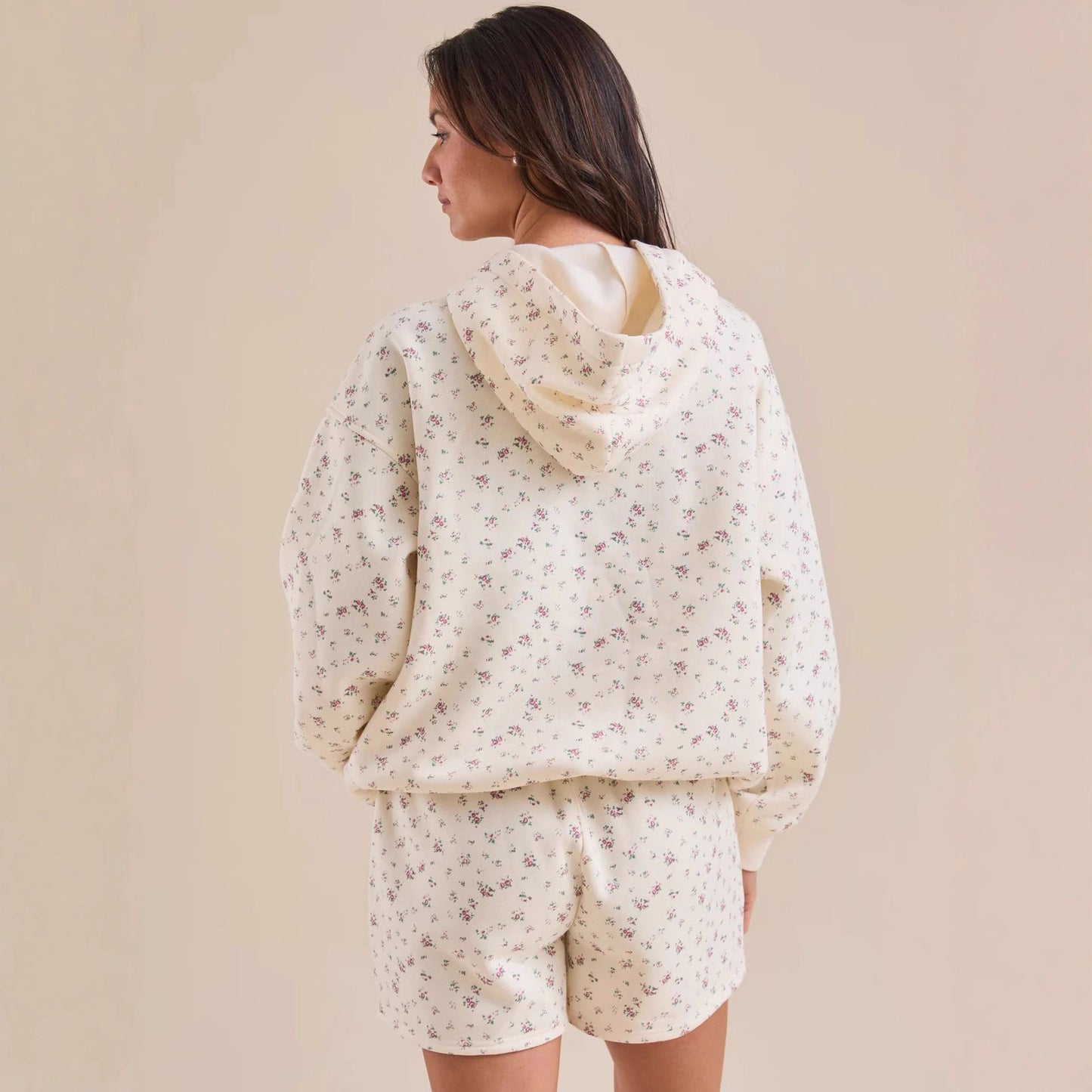 Sultyra Floral Casual Hooded Sweatshirt High Waist Comfortable Shorts Set