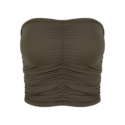 Sultyra Two-Piece Elastic Fixed Cup Tube Top Long Sleeve