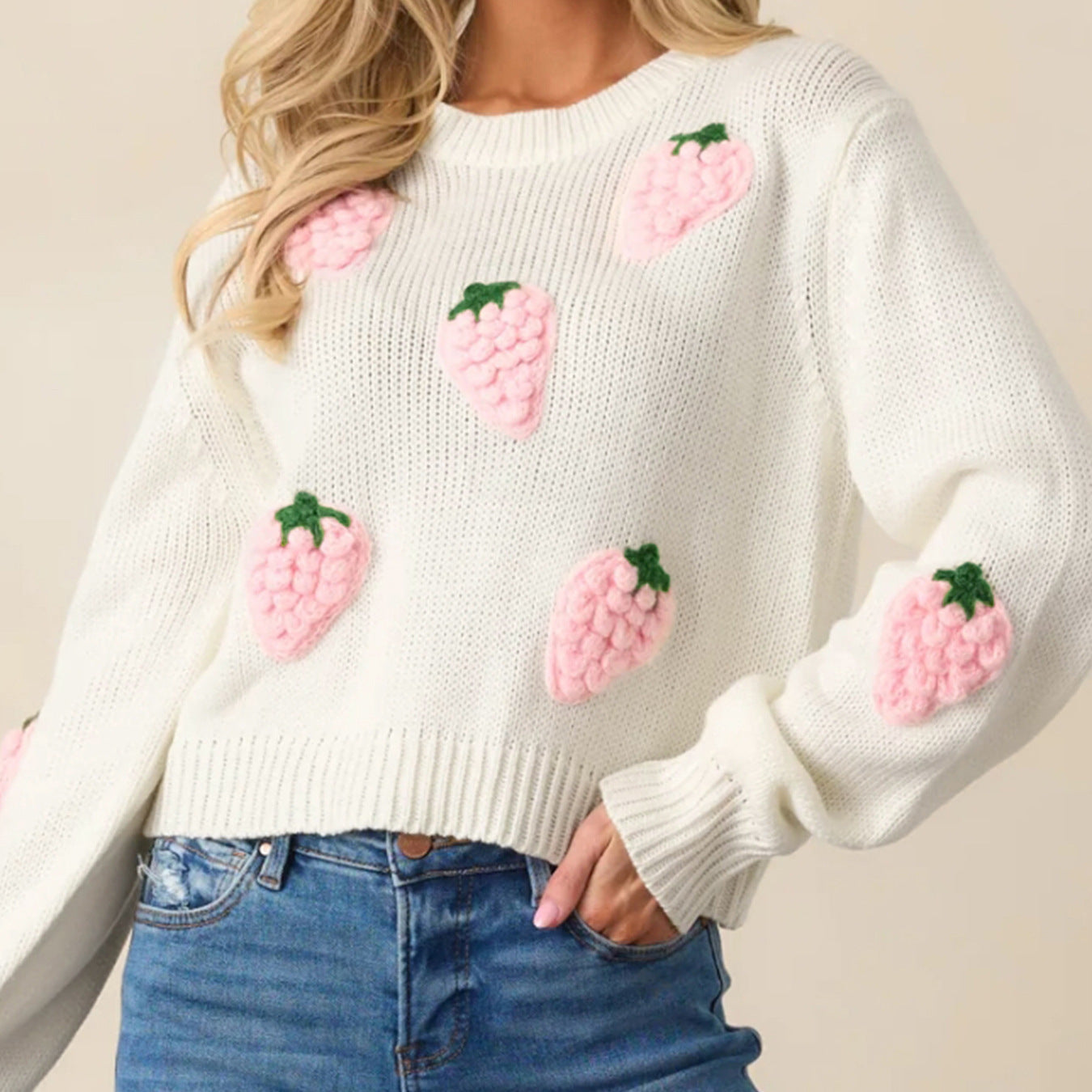 Sultyra 3D Strawberry Pullover Sweater
