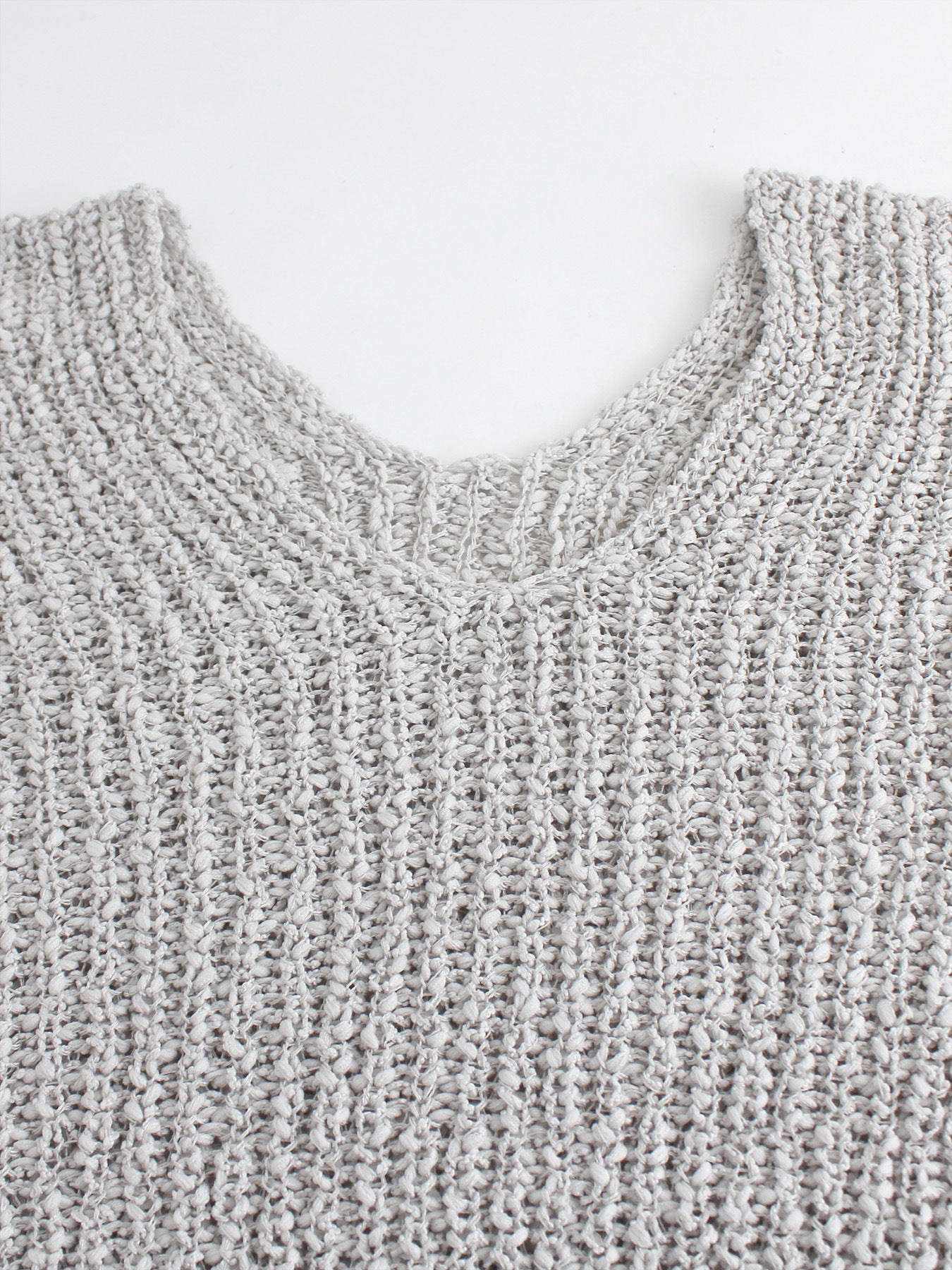 Foreign Trade Cross-Border European and American Amazon Source Manufacturer Large V Collar Hollow Pullover Knit Sweater Long Sleeve Solid Color Spring Autumn