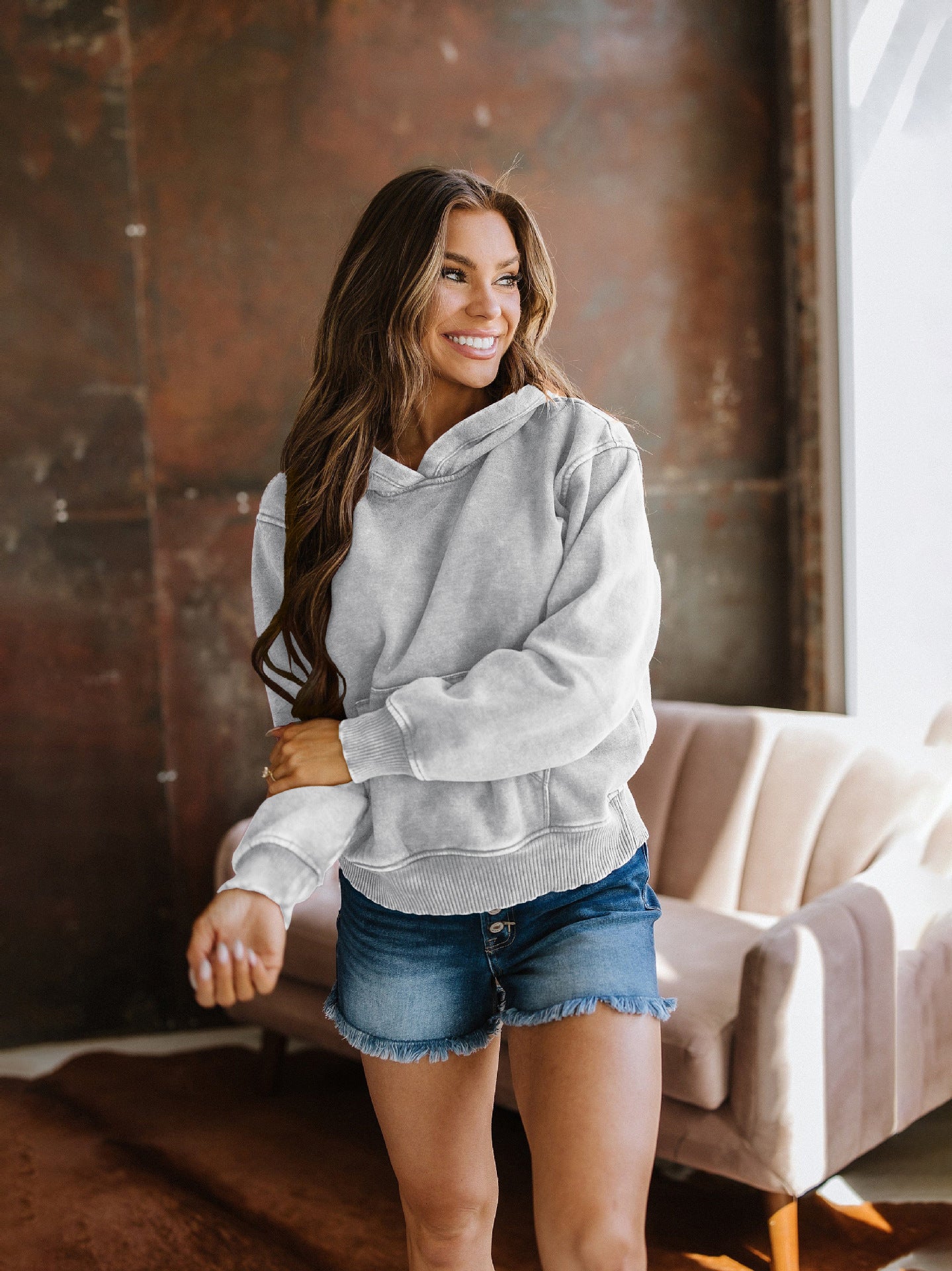 wish New Style Personality Street Trend Loose Hooded Sweatshirt European and American Hot Sale Fashion Retro Short Casual Jacket