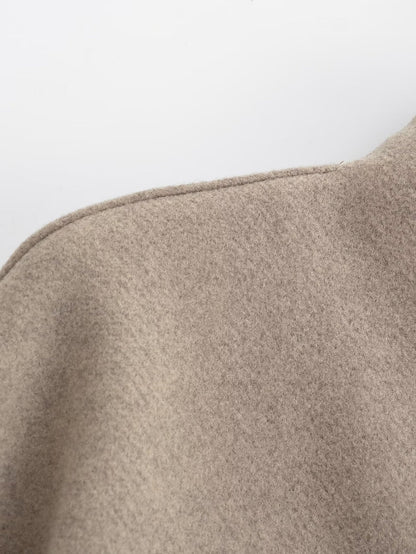 Wholesale Amazon Women's Clothing Autumn Winter New Fashionable Loose Fit V Double-breasted Woolen Coat C91695