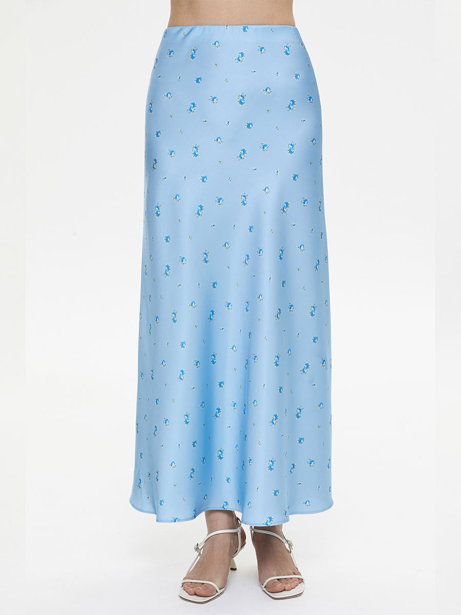 Cross-border Printed Midi Skirt European and American Style2025Spring and Summer New Elegant Floral Satin Printed Draped High-Waisted Skirt