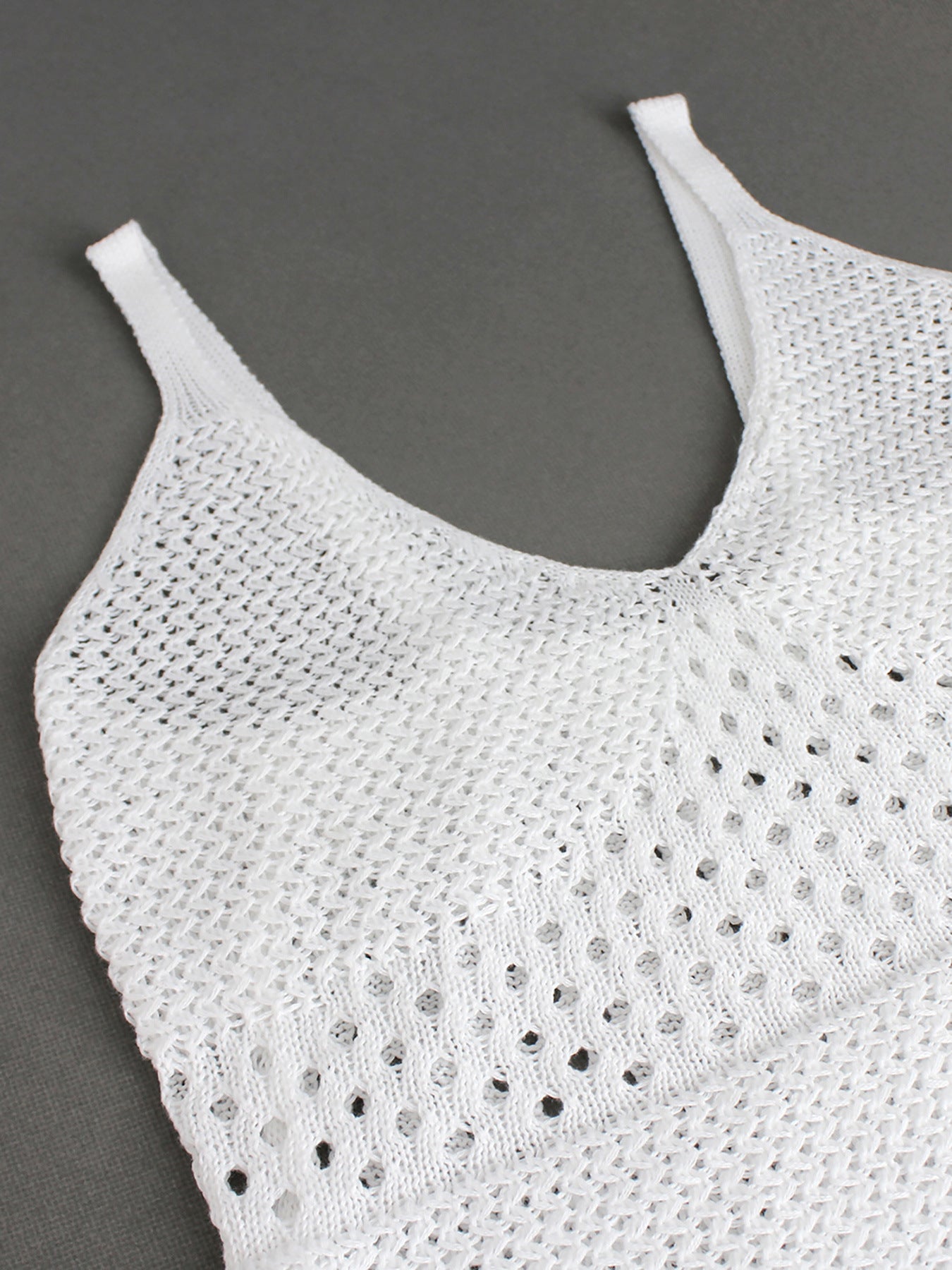 Foreign Trade Cross-Border European and American Amazon Source Manufacturer Knitted Long Hollow Strap Slit Dress for Summer