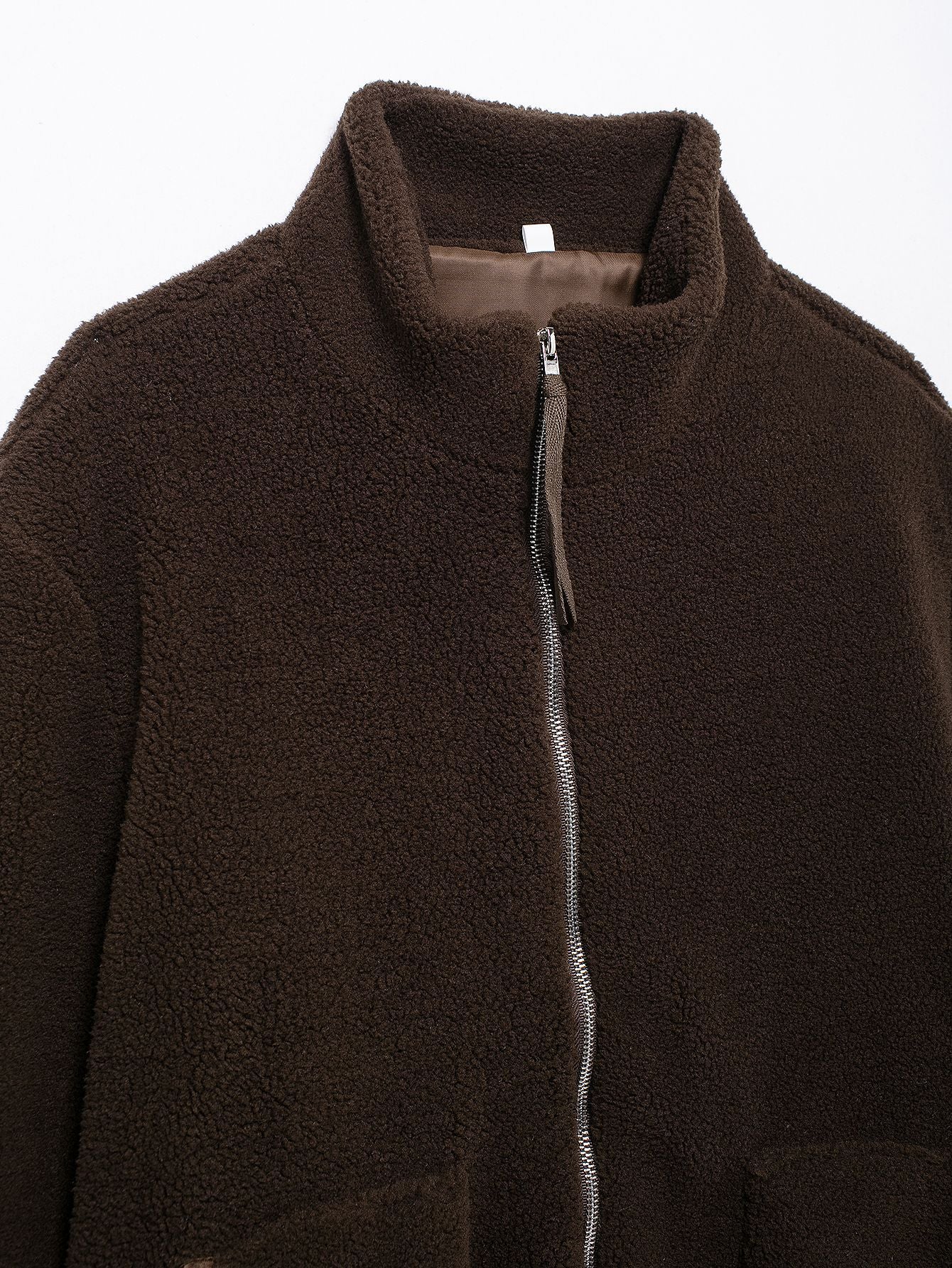 Cross-Border2024European and American Style Autumn Winter New Women's Solid Color Lazy Style Lamb Wool High Neck Woolen Coat A65002