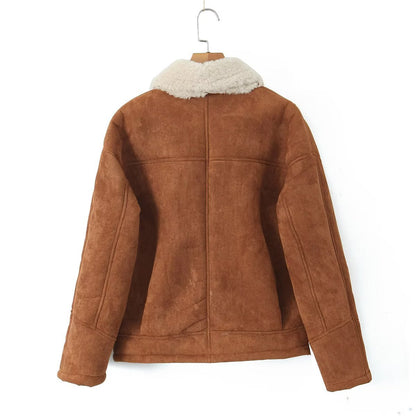 Cross-Border Amazon2025Autumn and Winter New Women's Fashion Loose Warm Retro Lamb Wool Coat D79245