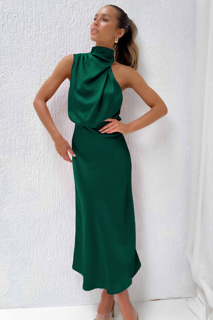 2025Spring and Summer Hot Sale New High-end Satin Sleeveless Dress European and American Fashion Elegant Socialite Light Evening Dress