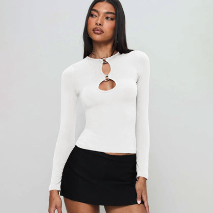 Sultyra Metal Ring Buckle Hollow Long Sleeve