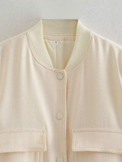 11Color Amazon Cross-Border2025Spring and Autumn New European and American Style Stand Collar Large Pocket Women's Jacket Coat A19621