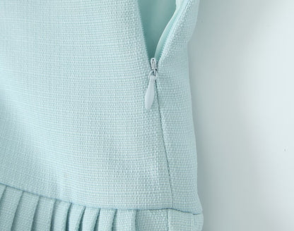 Cross-border European and American Fashion Striped Short Sleeve T Shirt Top+Low Waist Pleated Short Skirt2025Spring New D79551