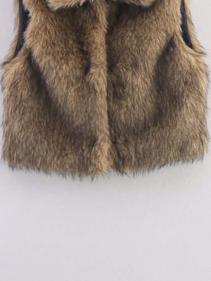 Cross-border women's clothing2025Autumn New Casual Street Fashion Vest Faux Fur Top