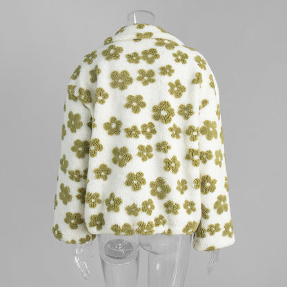 Cross-border fleece floral sweatshirt Europe and America2025Autumn and Winter New Fashion Sweatshirt Warm Fuzzy Sweatshirt Fleece Top for Women