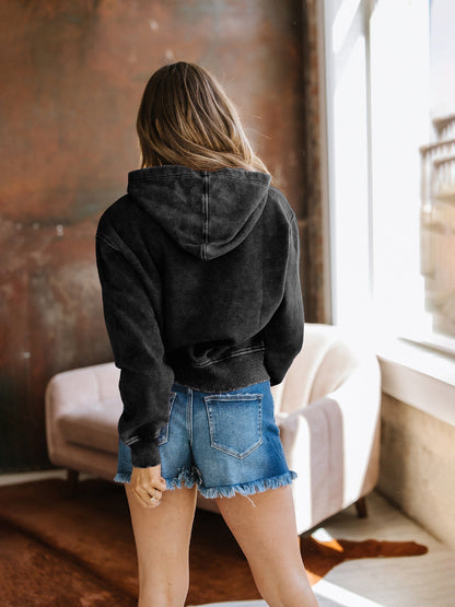 wish New Style Personality Street Trend Loose Hooded Sweatshirt European and American Hot Sale Fashion Retro Short Casual Jacket