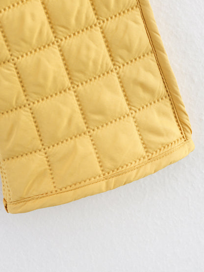 Cross-Border Foreign Trade Women's Clothing2025Winter European and American Style Round Neck Long Sleeve Single-Breasted Plaid Cotton Coat for Women A15064