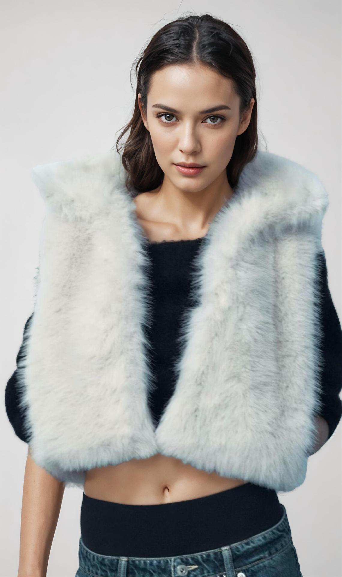 Cross-border women's clothing2025Autumn New Casual Street Fashion Vest Faux Fur Top