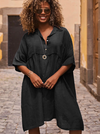 Sultyra Casual Button Artistic Style Fashion Dress