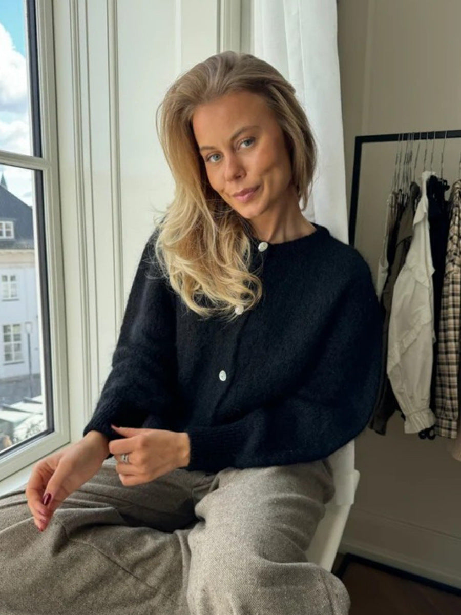 Candy Color Knitted Cardigan Women's European and American2025Autumn and Winter Mohair Solid Color Cardigan Macaron Color Sweater Cardigan for Women