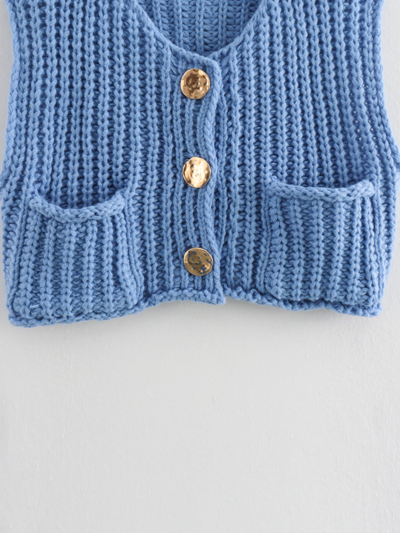 11Color Amazon2024Spring and Autumn New Women's Fashion European and American Style Pocket Sleeveless Short Knitted Cardigan Vest