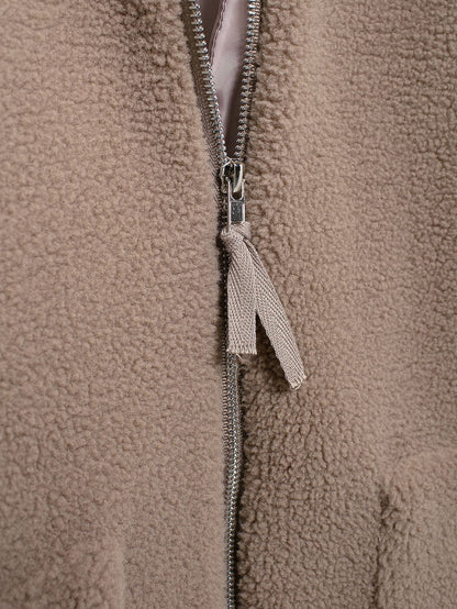 Cross-Border2024European and American Style Autumn Winter New Women's Solid Color Lazy Style Lamb Wool High Neck Woolen Coat A65002