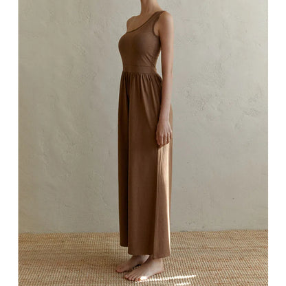Sultyra Sleeveless Asymmetric Shoulder Yoga Suit