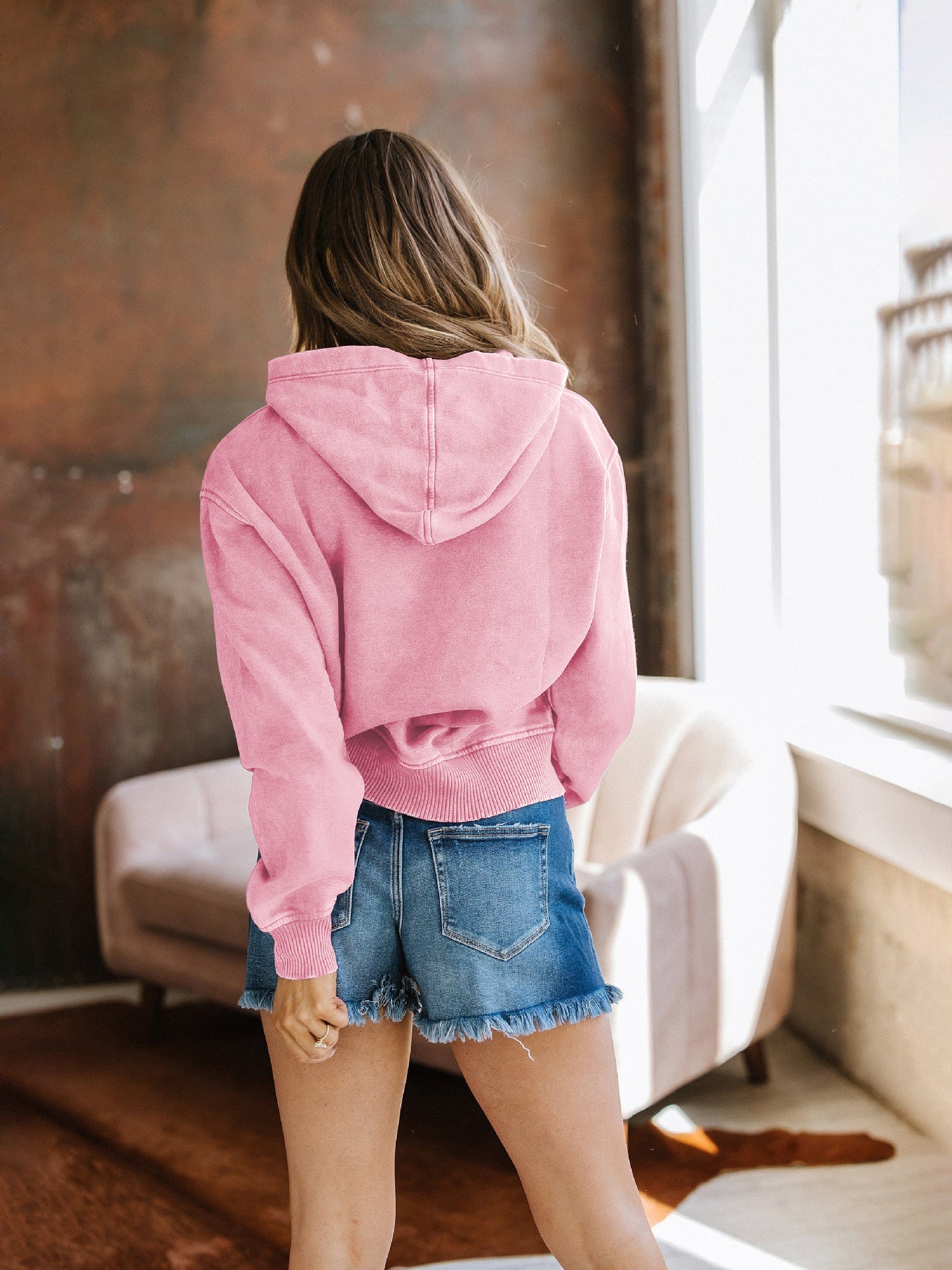 wish New Style Personality Street Trend Loose Hooded Sweatshirt European and American Hot Sale Fashion Retro Short Casual Jacket