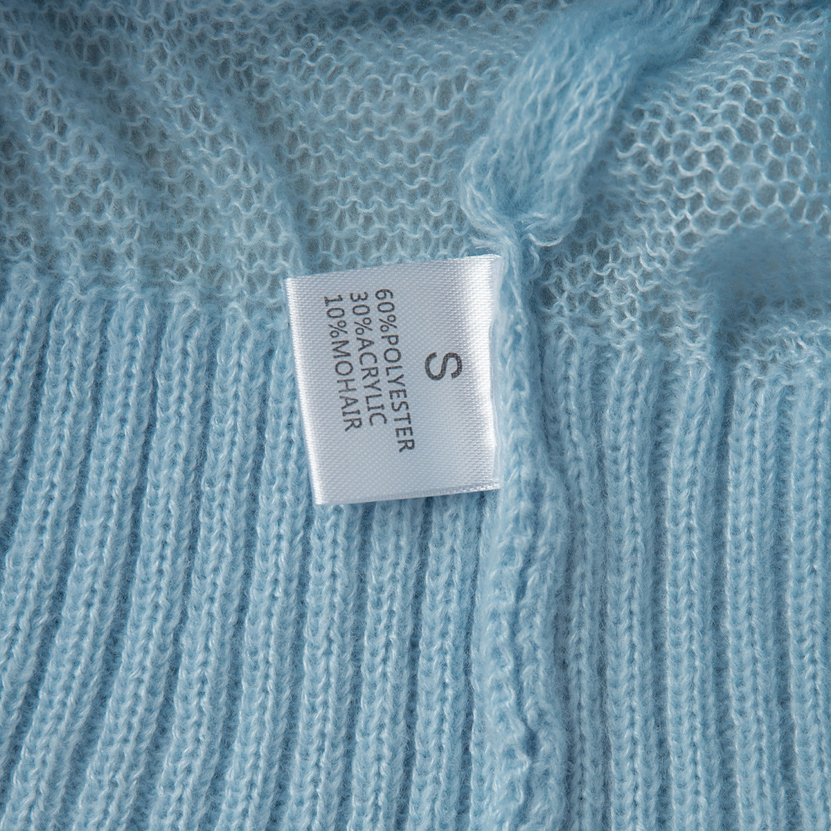 Cross-border Mohair Crew Neck Pullover Sweater European and American Style2025Spring and Summer New Comfortable Knitted Base Semi-Transparent Sweater for Women