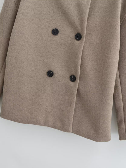 Wholesale Amazon Women's Clothing Autumn Winter New Fashionable Loose Fit V Double-breasted Woolen Coat C91695