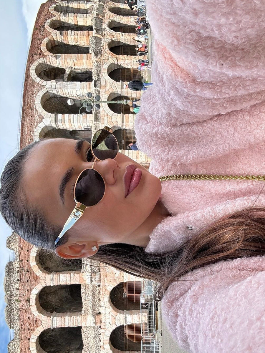 Cross-border Pink Jacket Europe and America2025Winter New Style Elegant Casual Stand Collar Drop Shoulder Short Furry Coat