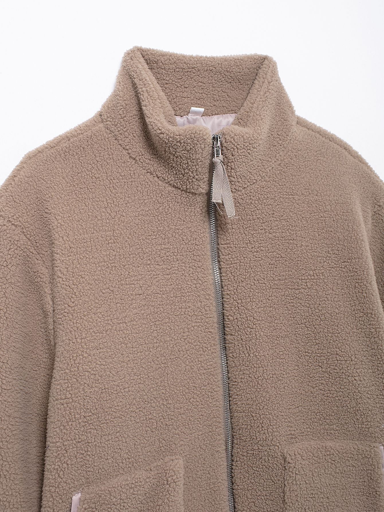 Cross-Border2024European and American Style Autumn Winter New Women's Solid Color Lazy Style Lamb Wool High Neck Woolen Coat A65002