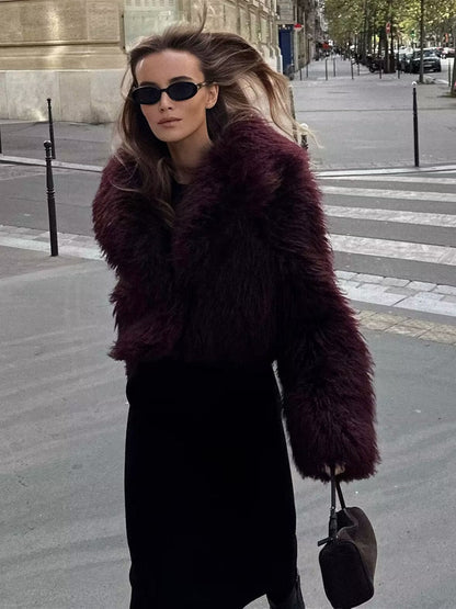Cross-Border Amazon Women's Fashion European and American Winter New Fashion Versatile Eco-Friendly Faux Fur Short Coat D69135