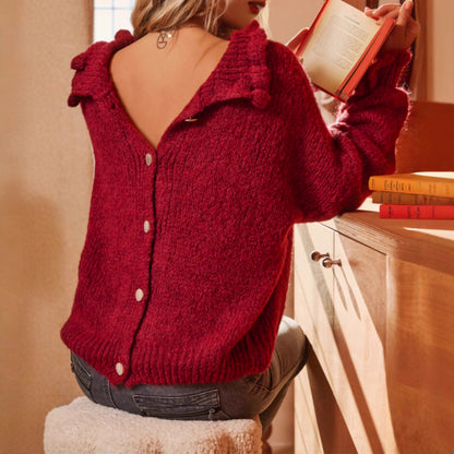 Sultyra High Neck Red Sweater Design Cardigan