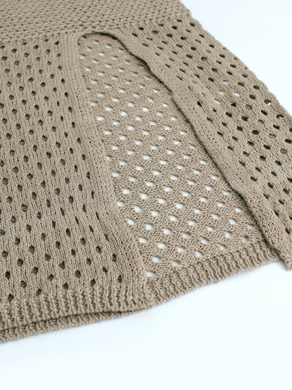 Foreign Trade Cross-Border European and American Amazon Source Manufacturer Knitted Long Hollow Strap Slit Dress for Summer