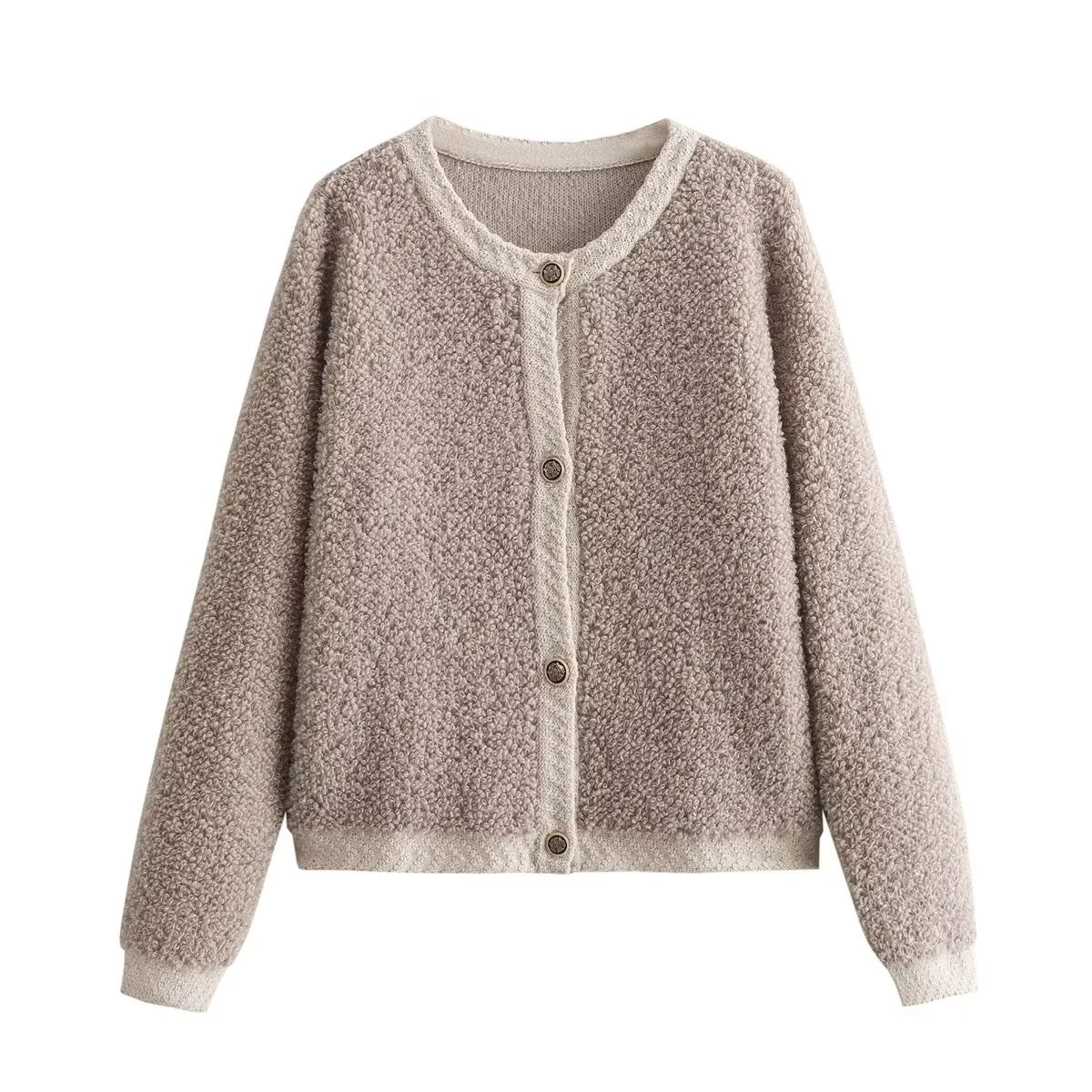 Cross-Border2023European and American Autumn Winter New Women's Solid Color Little Chanel Style Knitted Cardigan Short Woolen Coat B62822