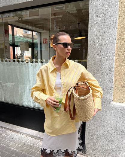 Cross-Border2024Summer ins Women's Long Sleeve Loose Striped Poplin Shirt European and American Style Streetwear A14050