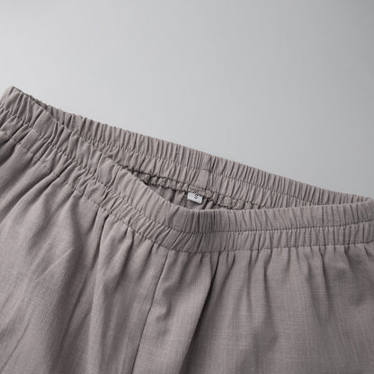 Cross-border pure cotton cardigan long sleeve shorts set2025Spring and summer outerwear simple solid color European and American style casual suit for women