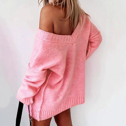 Sultyra Pink V Collared Pullover Sweater