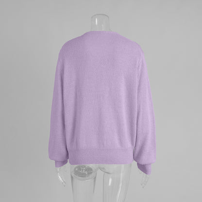 Candy Color Knitted Cardigan Women's European and American2025Autumn and Winter Mohair Solid Color Cardigan Macaron Color Sweater Cardigan for Women