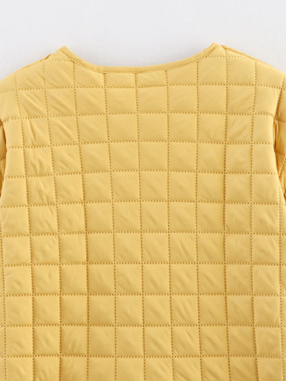 Cross-Border Foreign Trade Women's Clothing2025Winter European and American Style Round Neck Long Sleeve Single-Breasted Plaid Cotton Coat for Women A15064