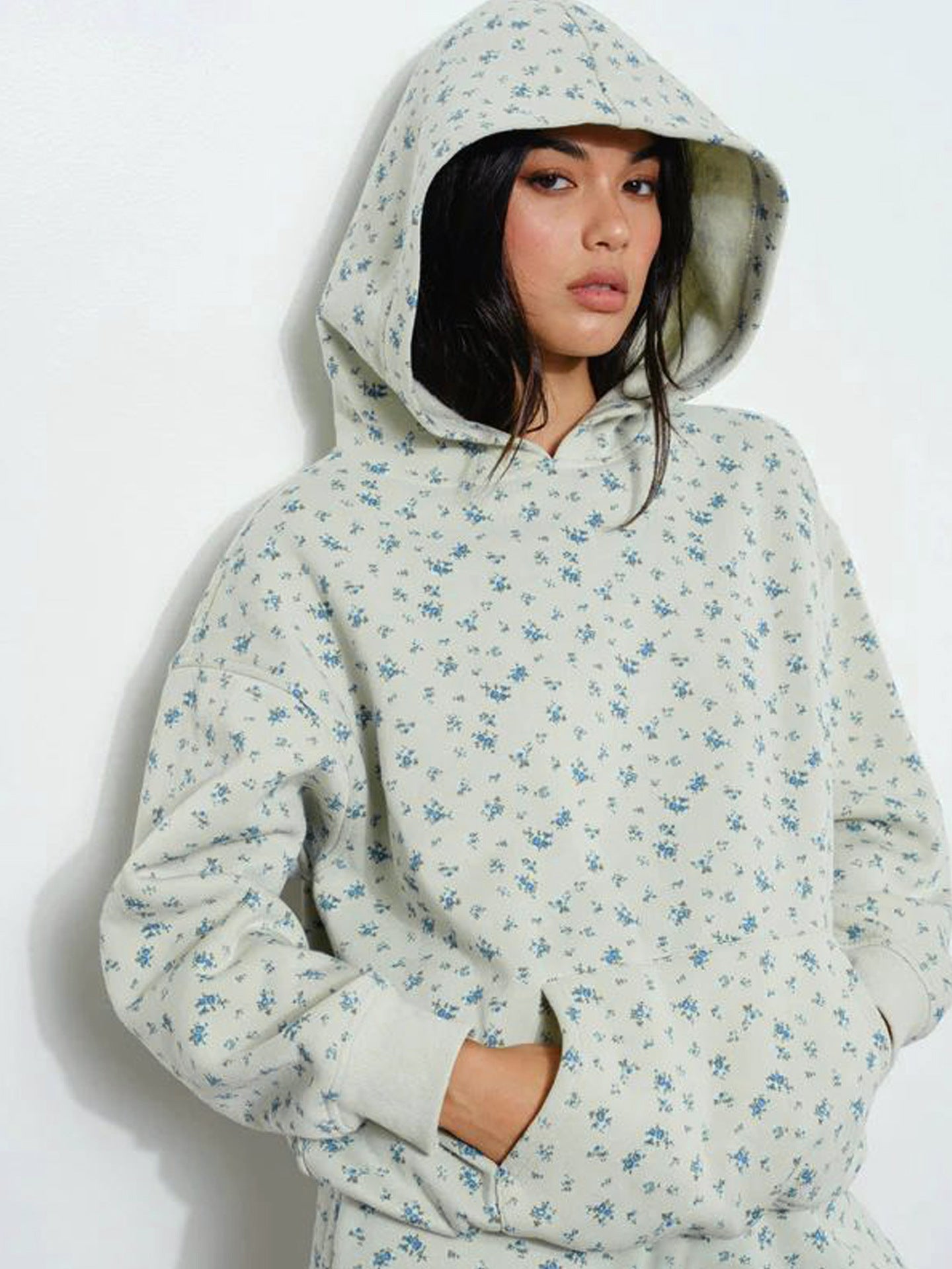 Sultyra Floral Casual Hooded Sweatshirt High Waist Comfortable Shorts Set