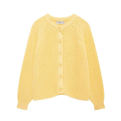 Cross-border women's clothing Y2K European and American Style2024Autumn New Solid Color Cardigan Long Sleeve Knitted Sweater Jacket for Women B66021