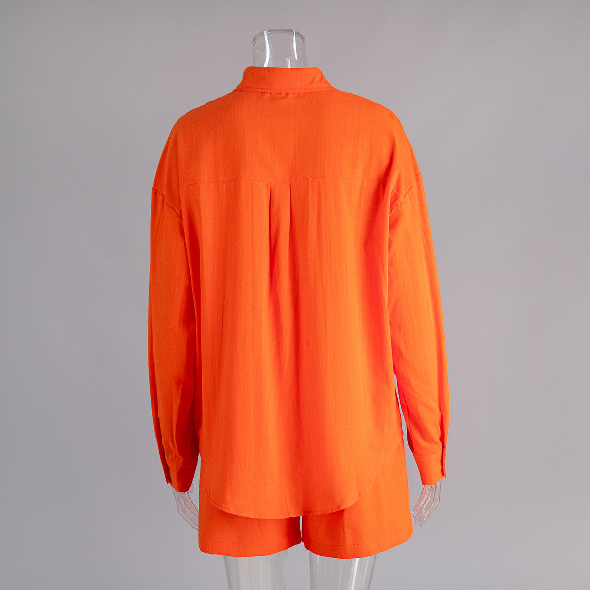 Cross-border pure cotton cardigan long sleeve shorts set2025Spring and summer outerwear simple solid color European and American style casual suit for women