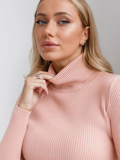 Cross-border Turtleneck Sweater Knitted Base Shirt European and American Style2025Amazon Autumn Knitted Sweater High Neck Pullover Sweater for Women