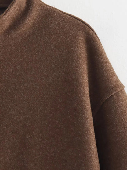 Europe and America2024Spring and Autumn Sports Jacket Stand Collar Loose Long Sleeve Women's Woolen Jacket Coat B88688