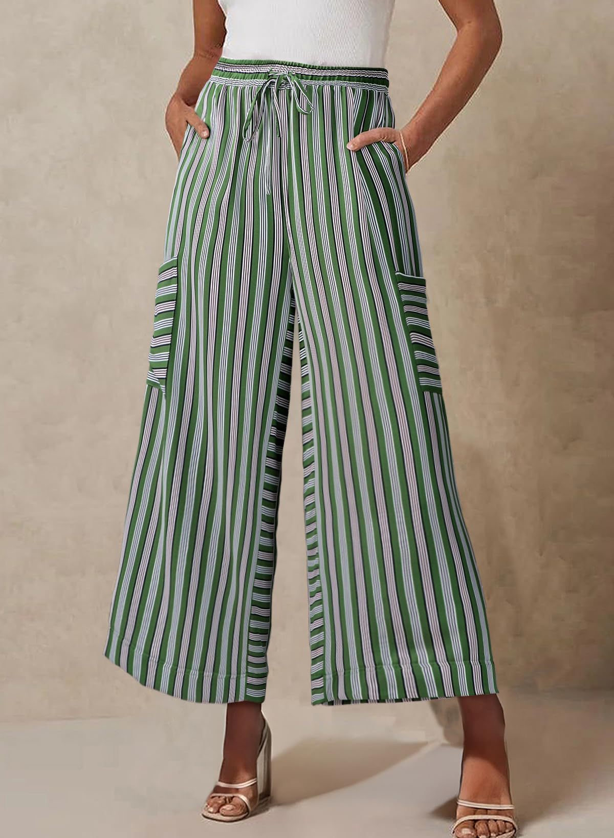 Sultyra Striped  Loose Straight-Leg Pants