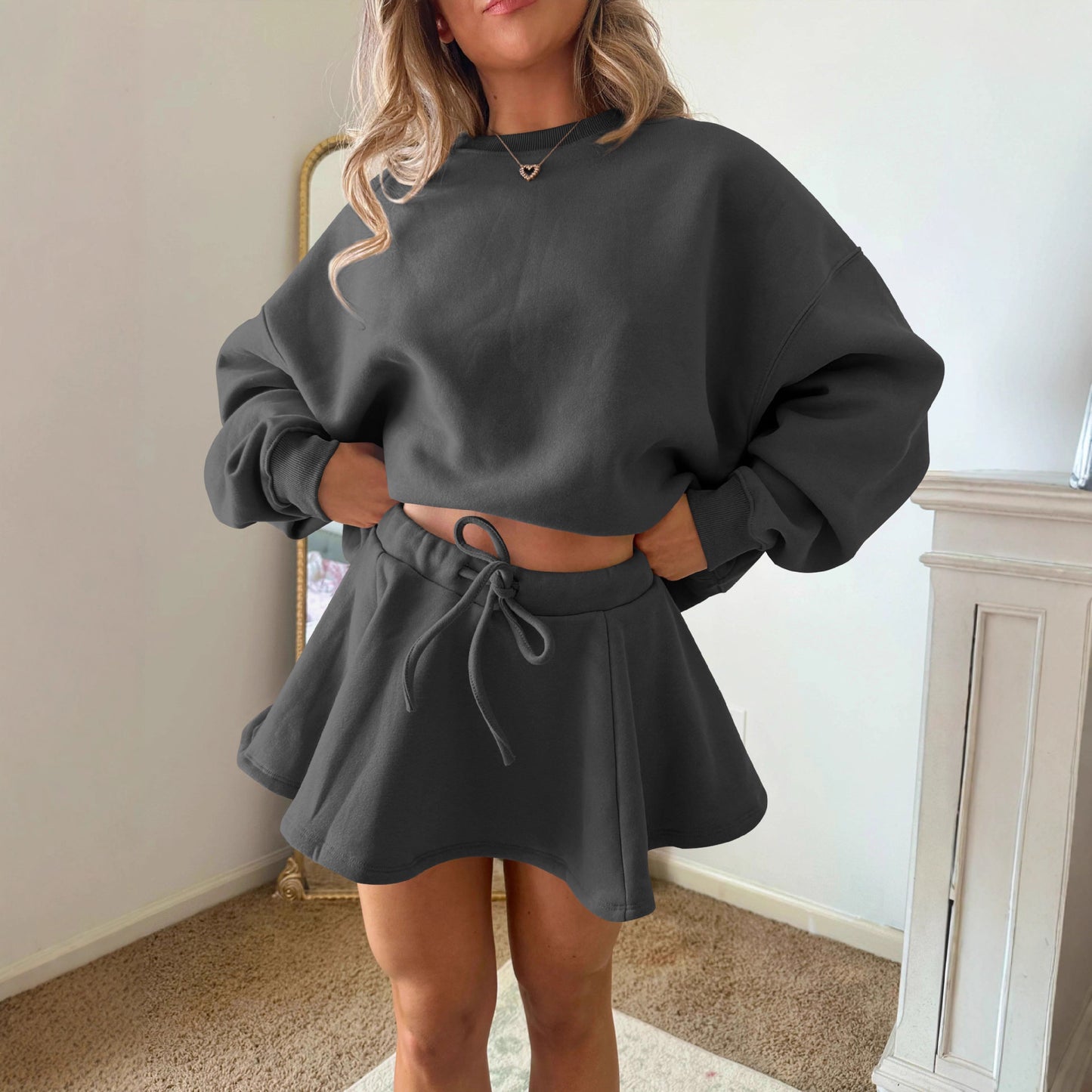 Sultyra Ballet Style High Waist Tie Half Skirt Set