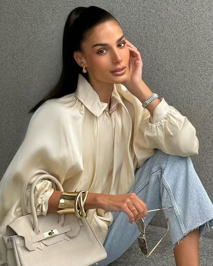 Cross-Border Foreign Trade Women's Clothing2025Autumn European and American Style Turn-Down Collar Long Sleeve Puff Jacket Baseball Coat for Women A15048