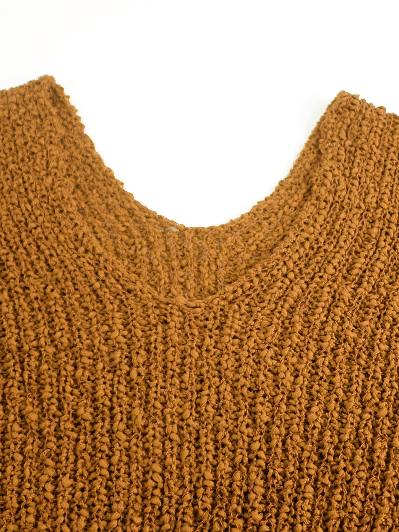 Foreign Trade Cross-Border European and American Amazon Source Manufacturer Large V Collar Hollow Pullover Knit Sweater Long Sleeve Solid Color Spring Autumn